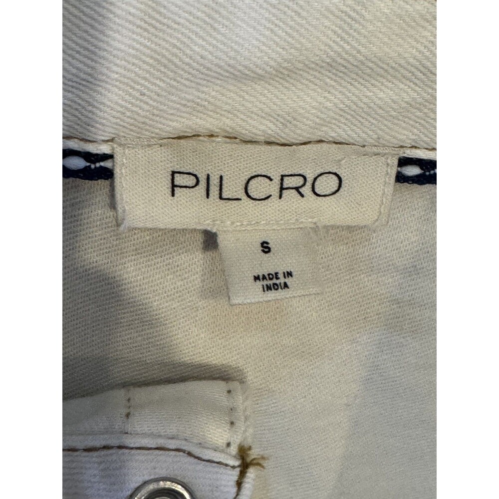 Pilcro Classic Denim Shirt Womens S White Cotton Snap Button Up Long Sleeve - Picture 5 of 8